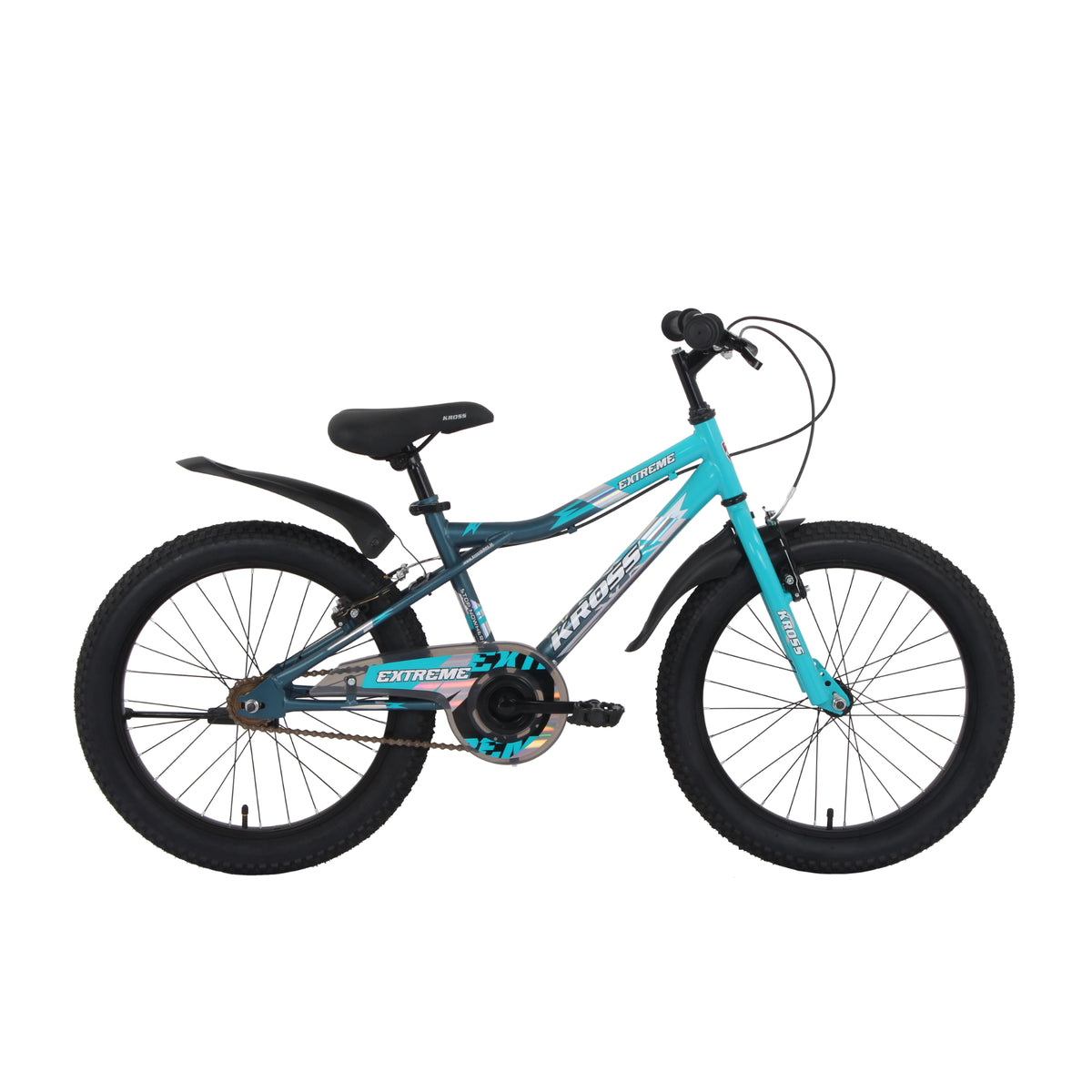 Kross Extreme 20T turquoise single speed kids cycle side view