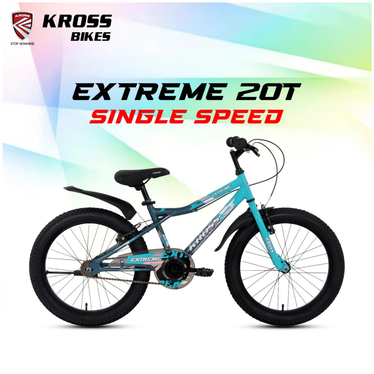 Kross Extreme 20T turquoise single speed kids bicycle
