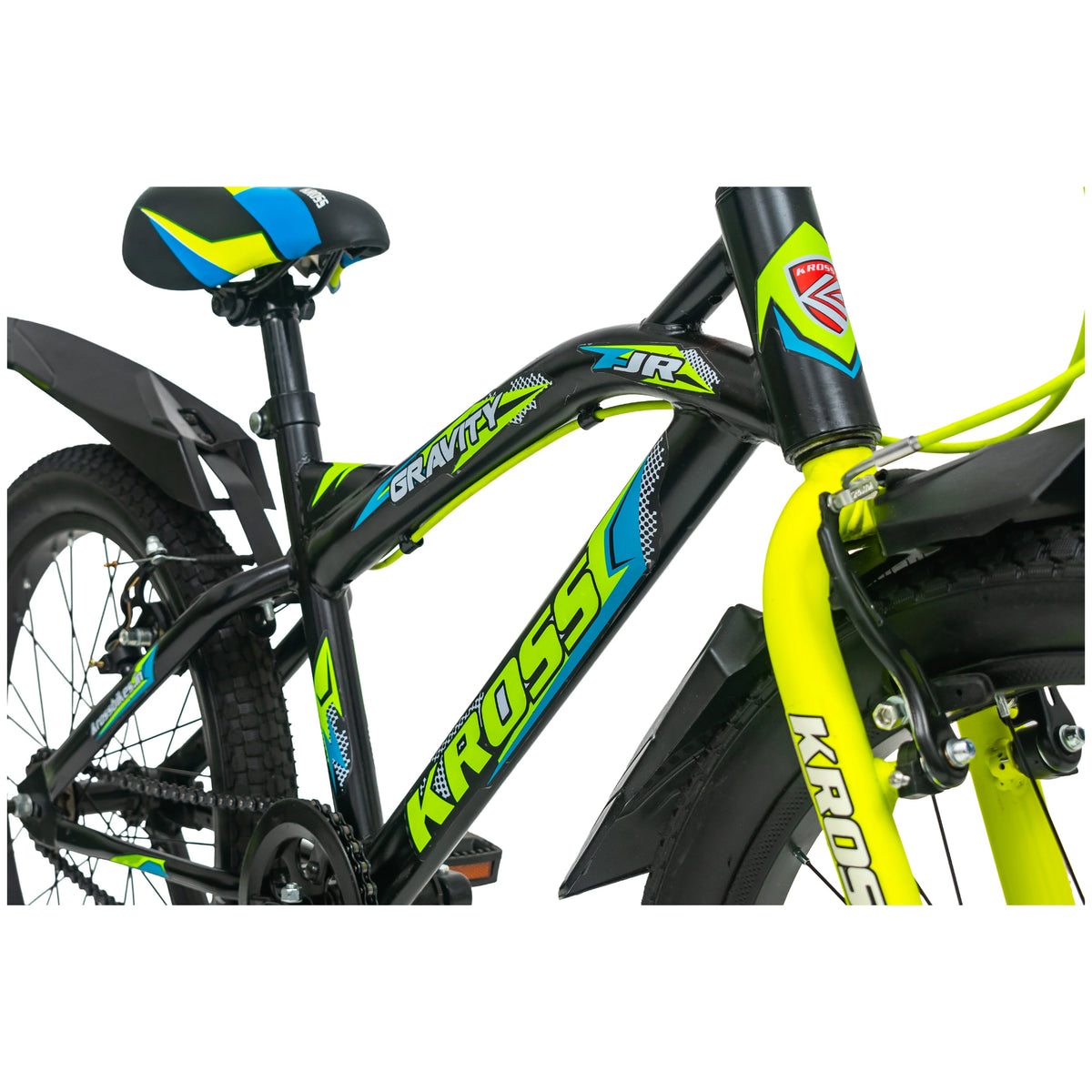 Kross Gravity 20T kids cycle frame and saddle detail