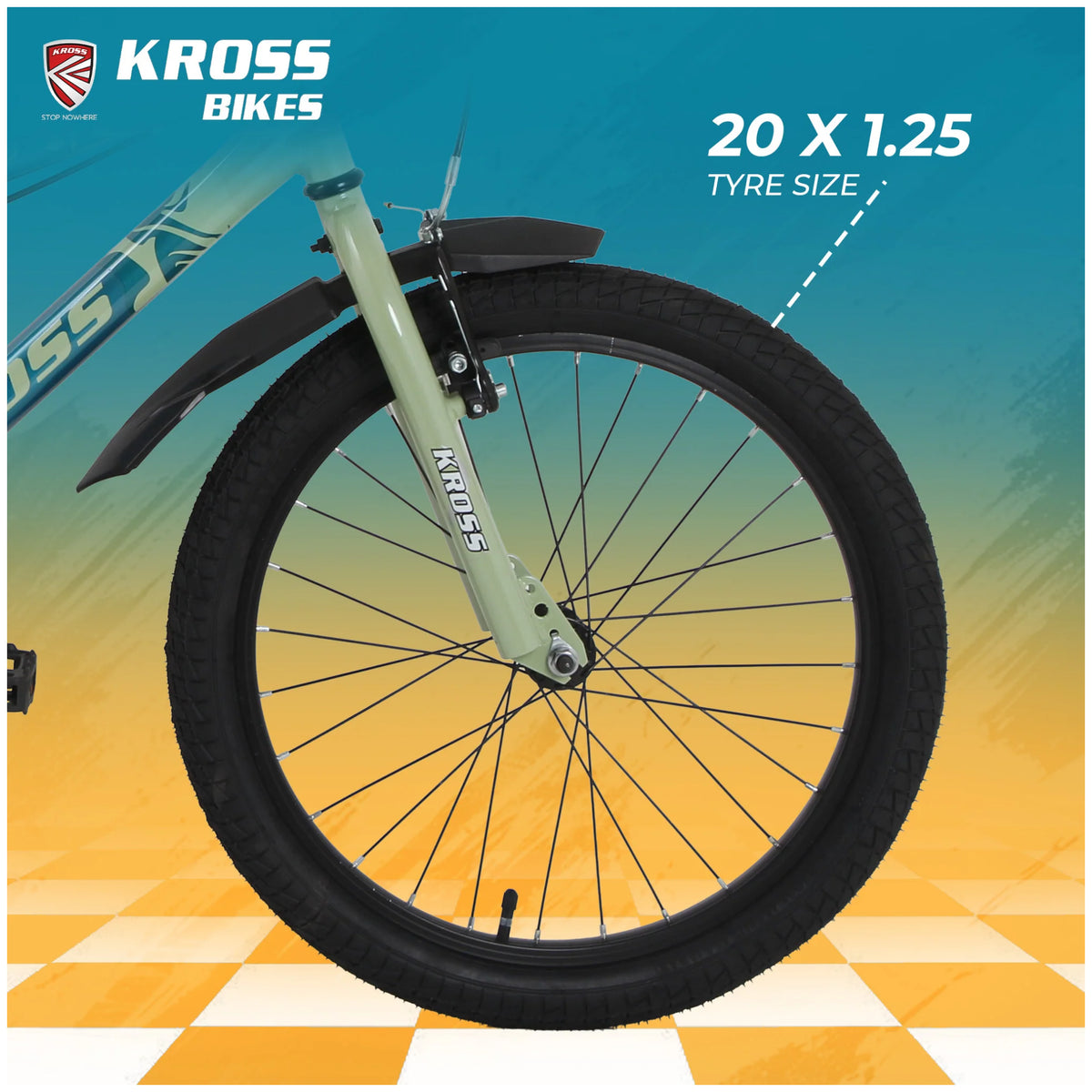 Kross GT-100 20T green kids cycle 20 x 1.25 tyre