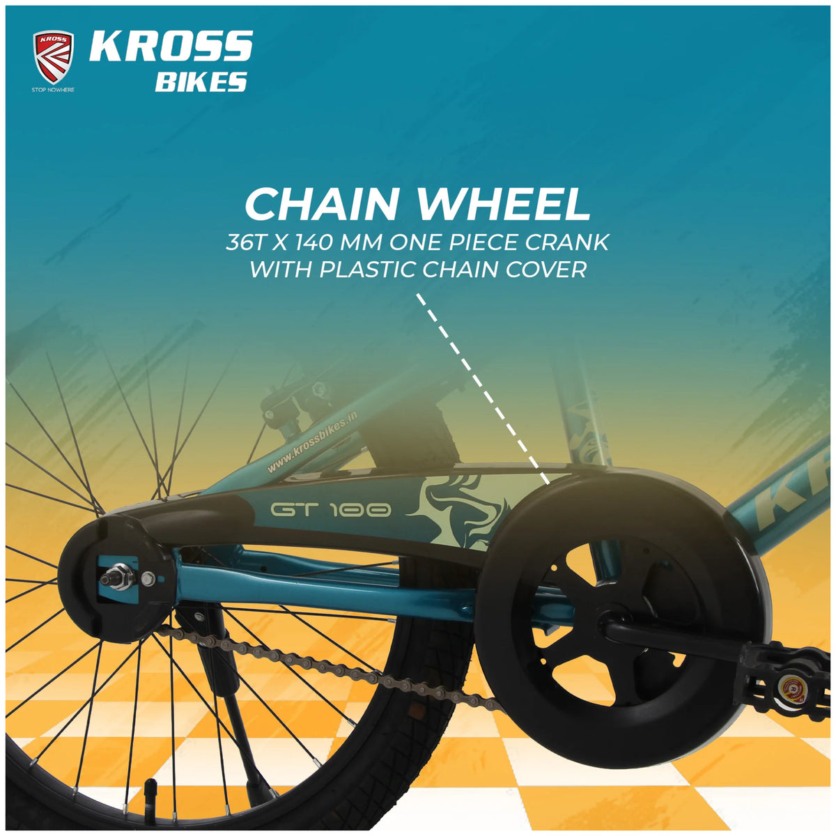 Kross GT-100 20T green kids cycle chain wheel with plastic cover