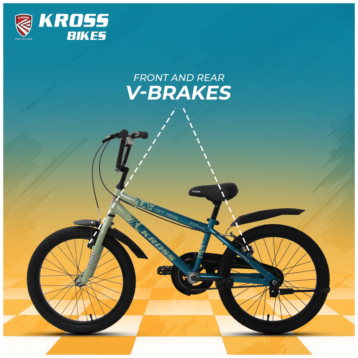 Kross GT-100 20T green kids cycle front and rear V-brakes