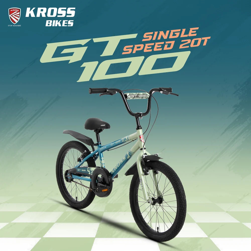 Kross GT-100 20T green kids bicycle side profile