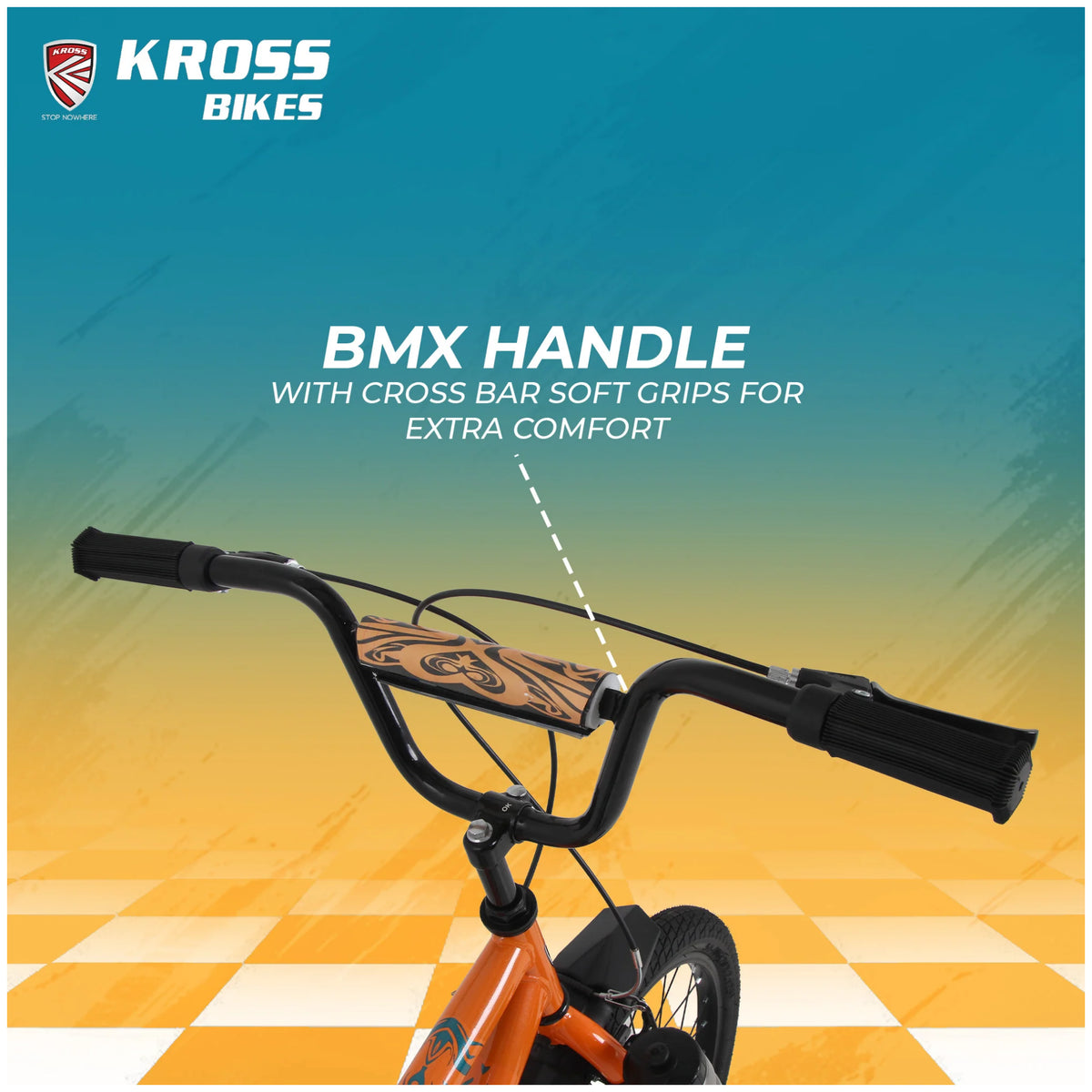 Kross GT-100 20T green orange kids cycle BMX handlebar