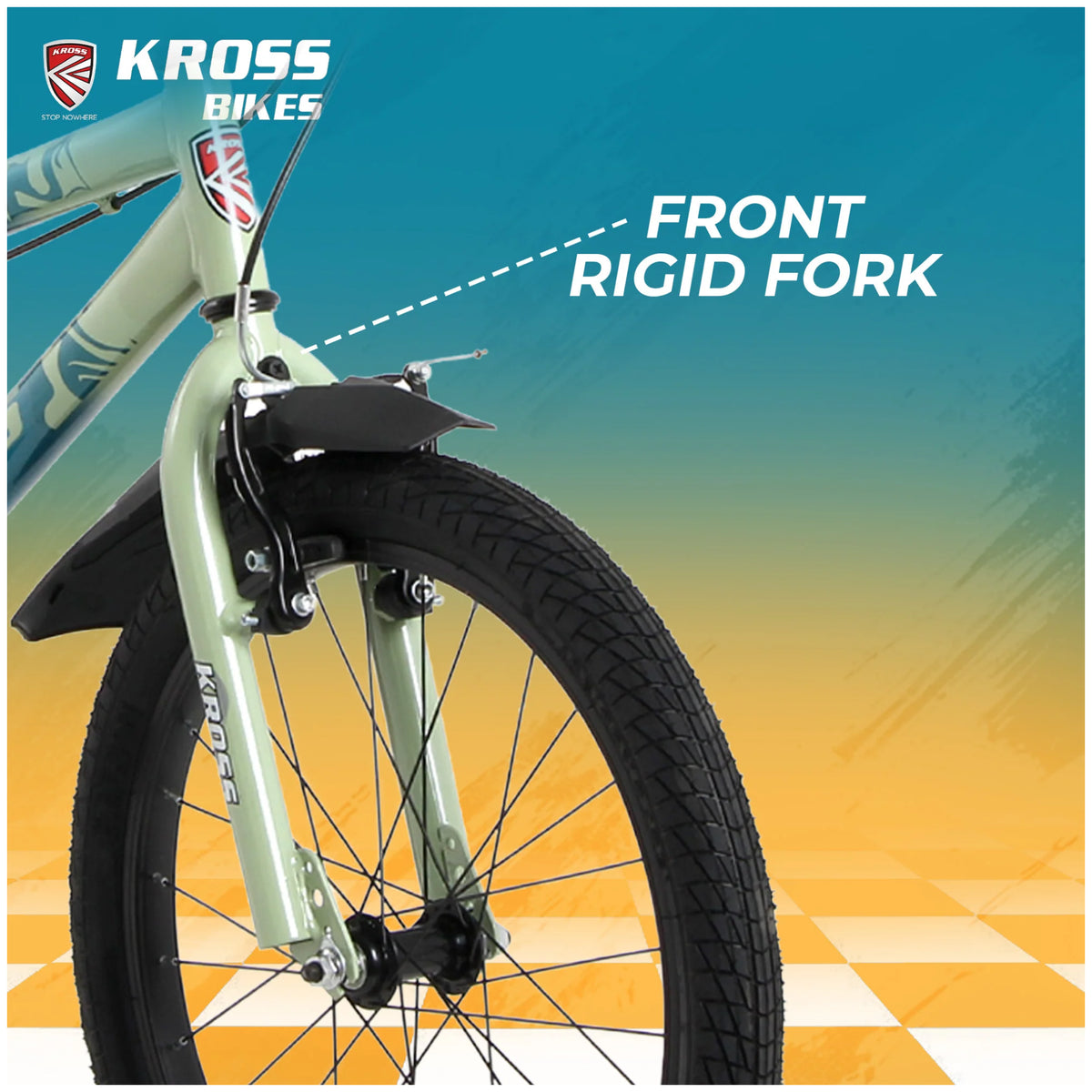 Kross GT-100 20T green orange kids cycle front rigid fork