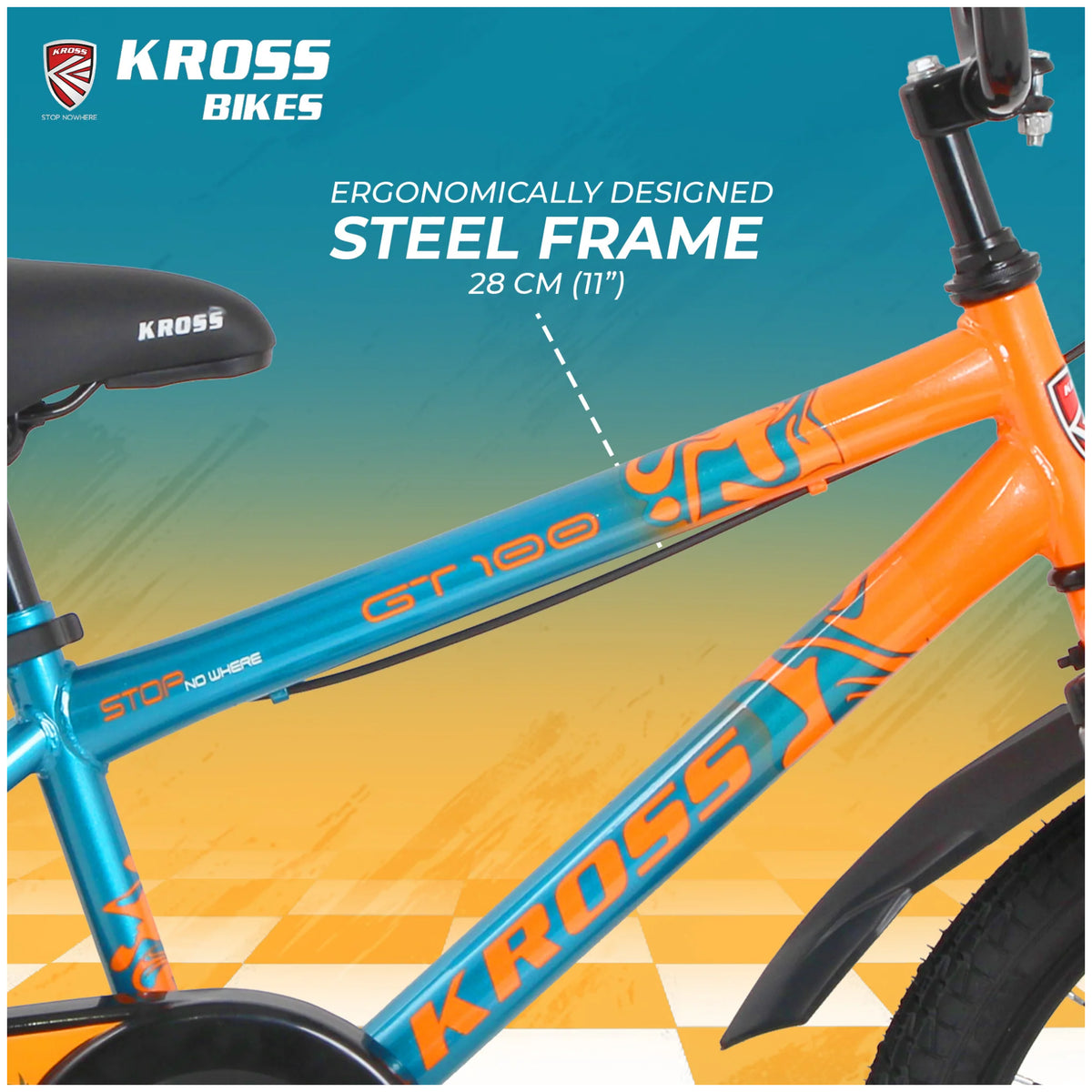 Kross GT-100 20T green orange kids cycle steel frame 27.9 cm