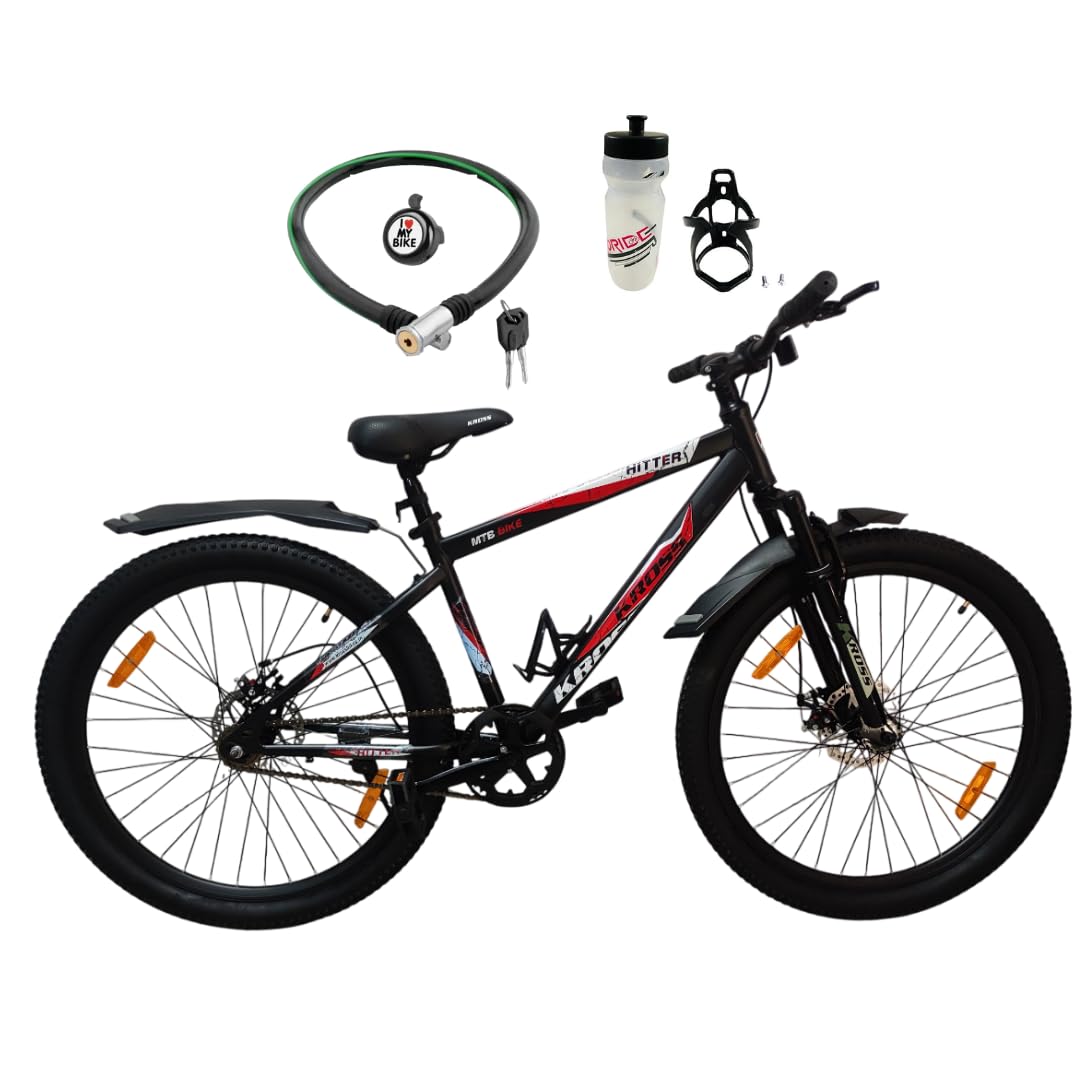 KROSS Hitter 26T MTB cycle with bottle, lock and mudguard accessories