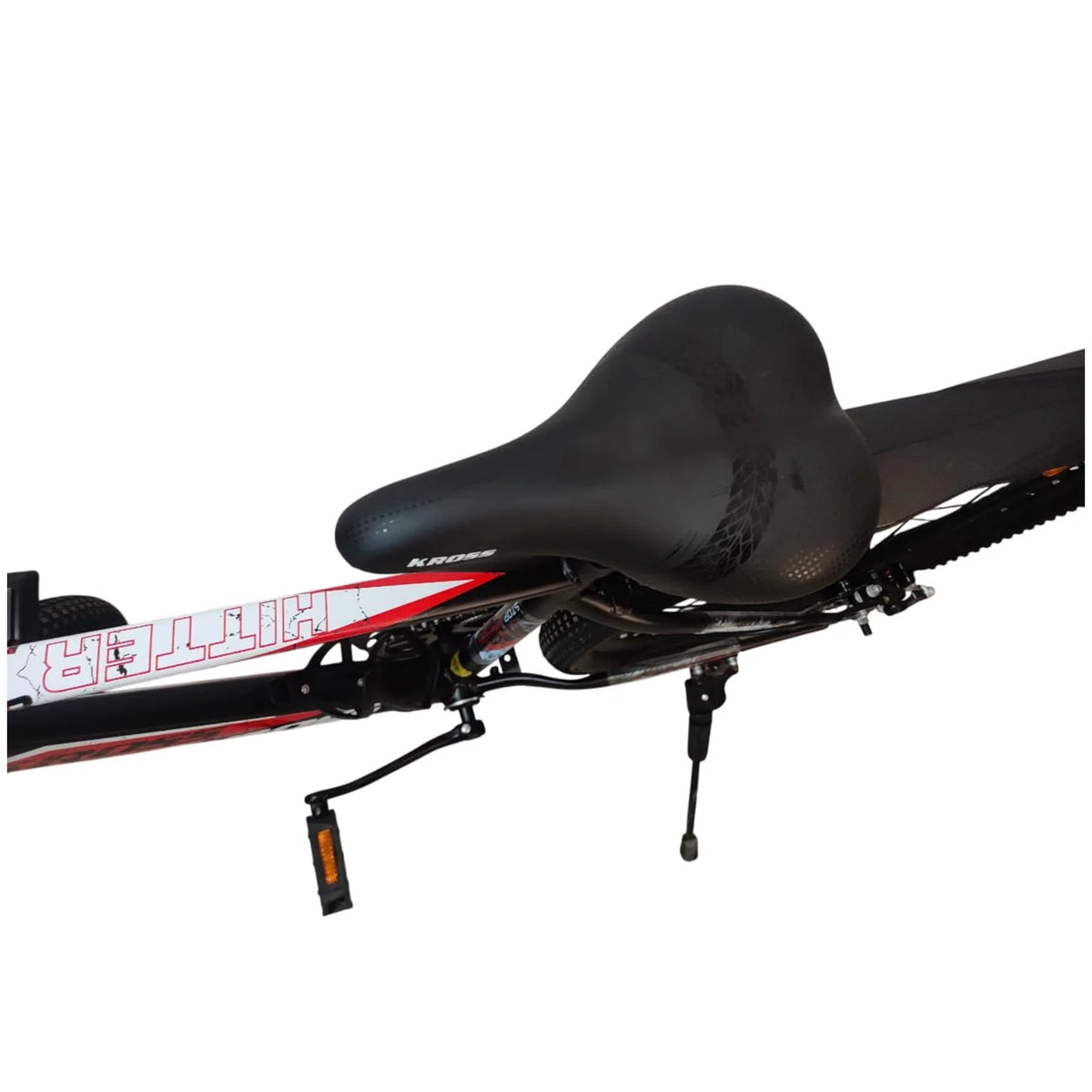 Kross Hitter 26T MTB cycle black saddle and seat post detail