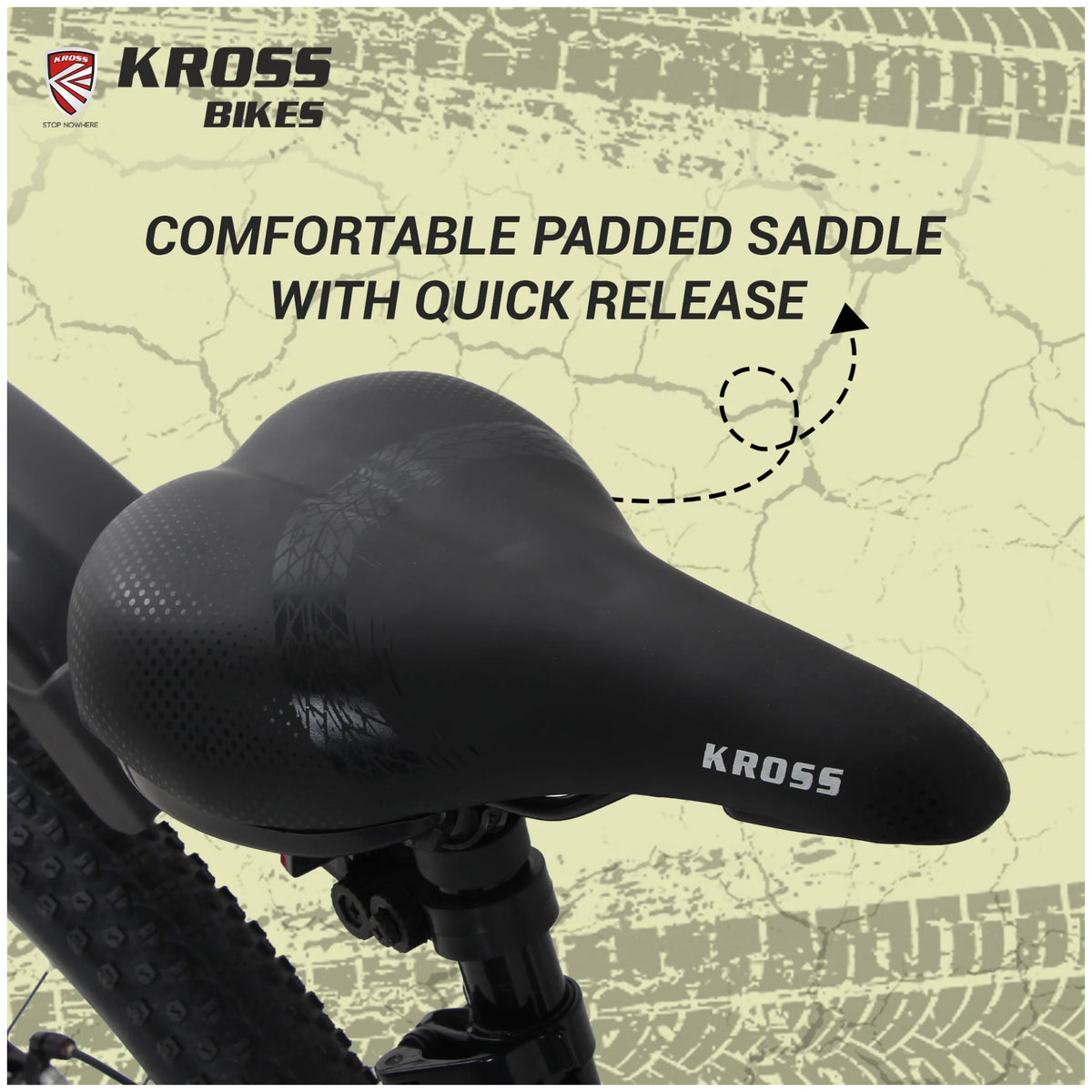 Kross Hitter 29T black comfortable padded saddle with quick release