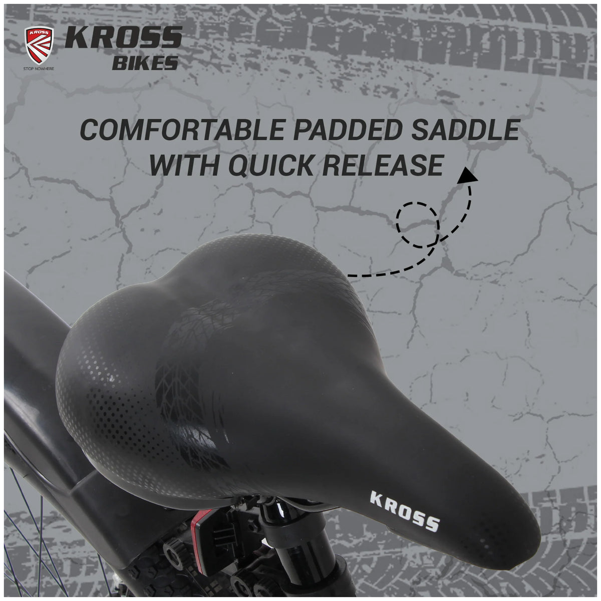 Kross Hitter 29T grey comfortable padded saddle with quick release