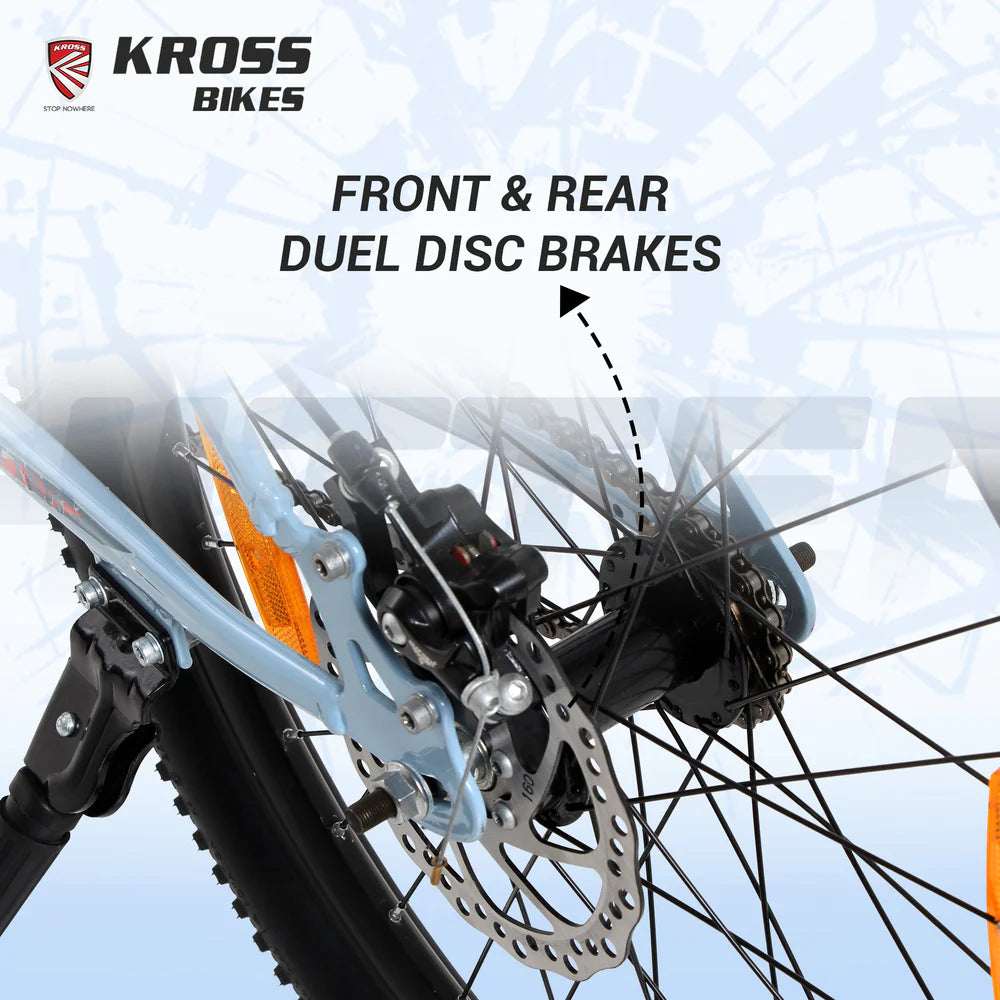 KROSS Hitter front and rear dual disc brake system closeup