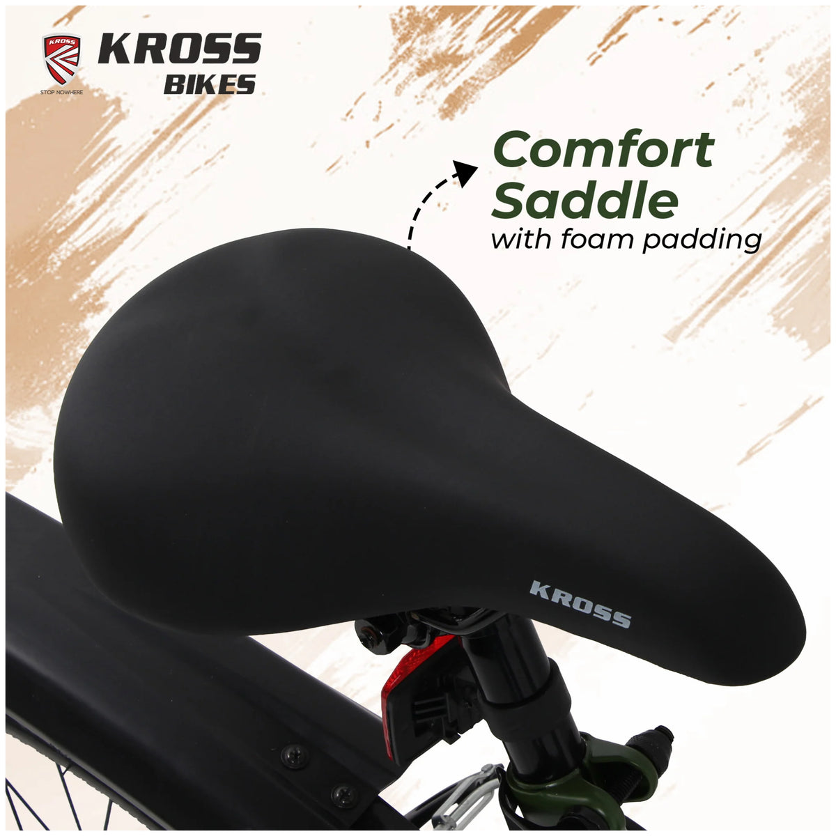 Kross K 2.0 24T army green bicycle comfort saddle with foam padding