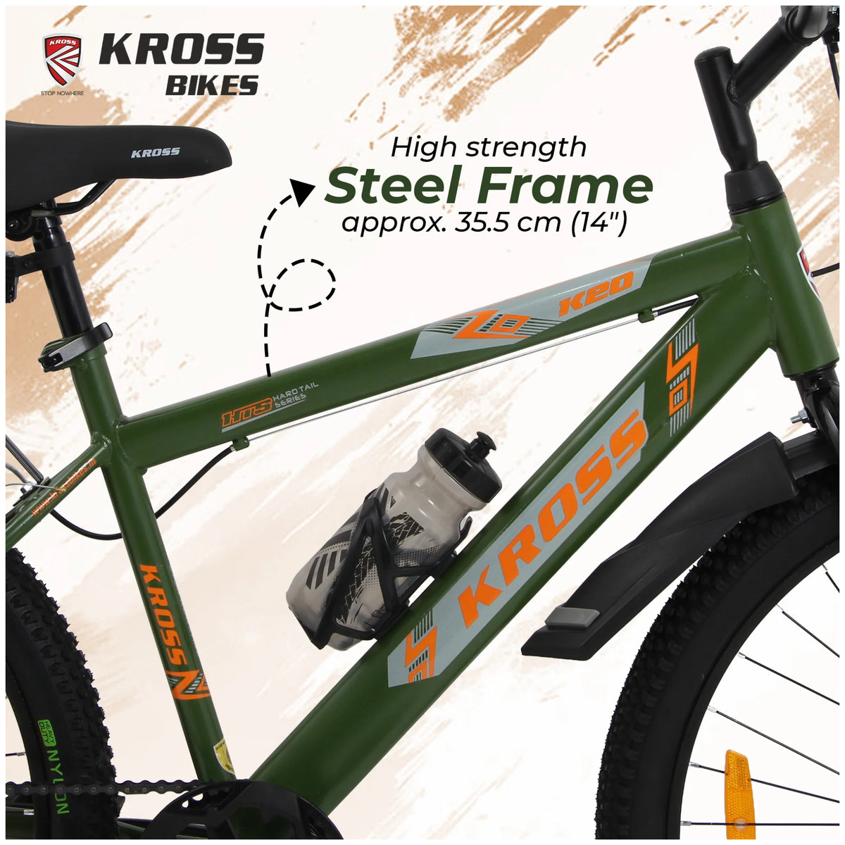 Kross K 2.0 24T army green bicycle with high strength steel frame