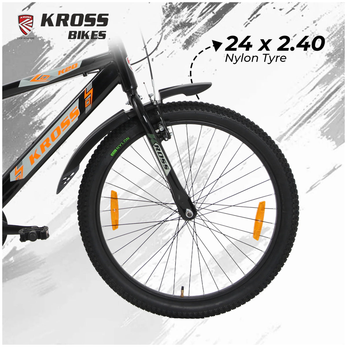 Kross K 2.0 24T bicycle with 24 x 2.40 nylon tyre
