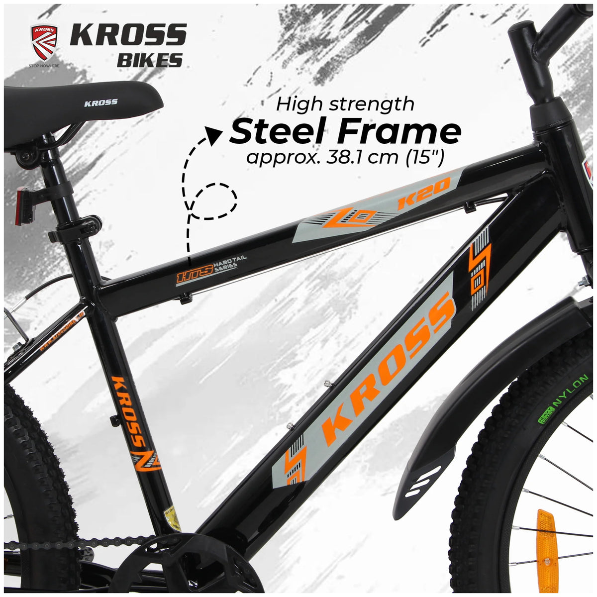 Kross K 2.0 24T steel frame detail with 38.1 cm frame