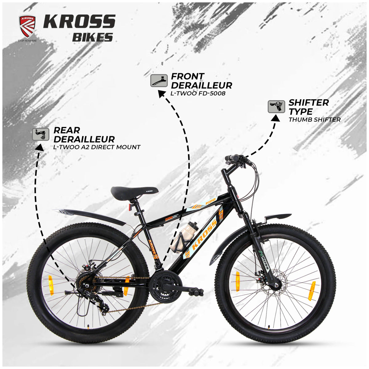 Kross K-20 Marbal 26T 21 speed MTB cycle with front and rear derailleurs