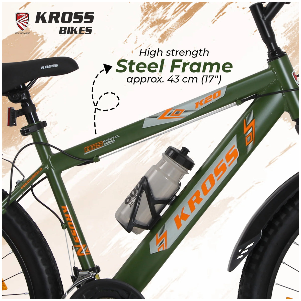 Kross K-20 Marbal 26T green MTB bicycle with high strength steel frame