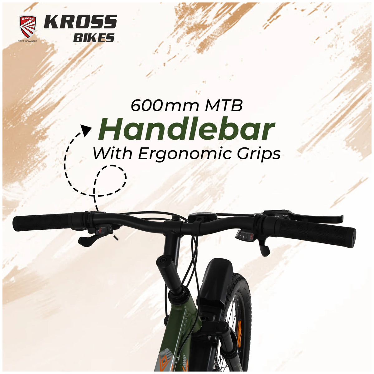 Kross K-20 Marbal MTB bicycle with 600mm handlebar and ergonomic grips