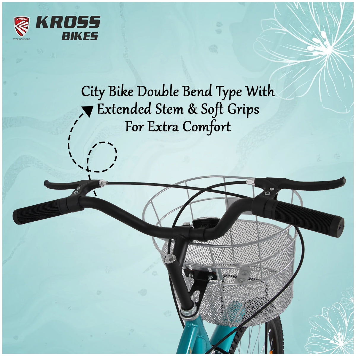 Kross Lilly 26T city bicycle with double bend handlebar and soft grips