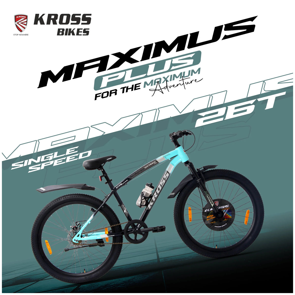 Kross Maximus Plus 26T turquoise single speed MTB cycle