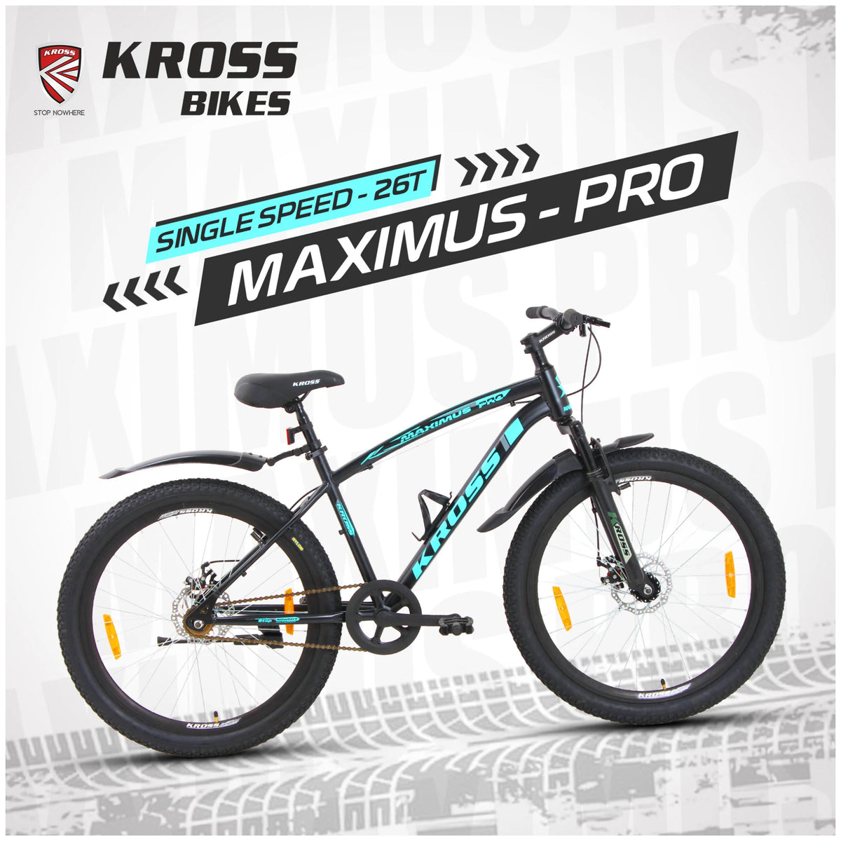 Kross Maximus Pro 26T black blue single speed MTB cycle side view