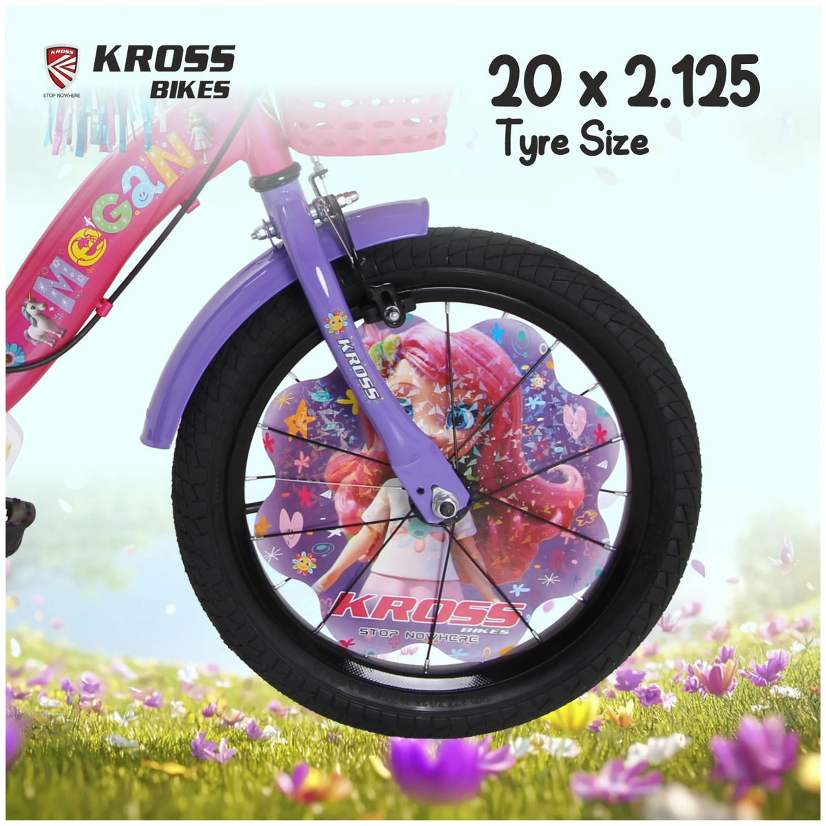 Kross Megan 20T Pink Purple kids bicycle with 20 x 2.125 inch tyre