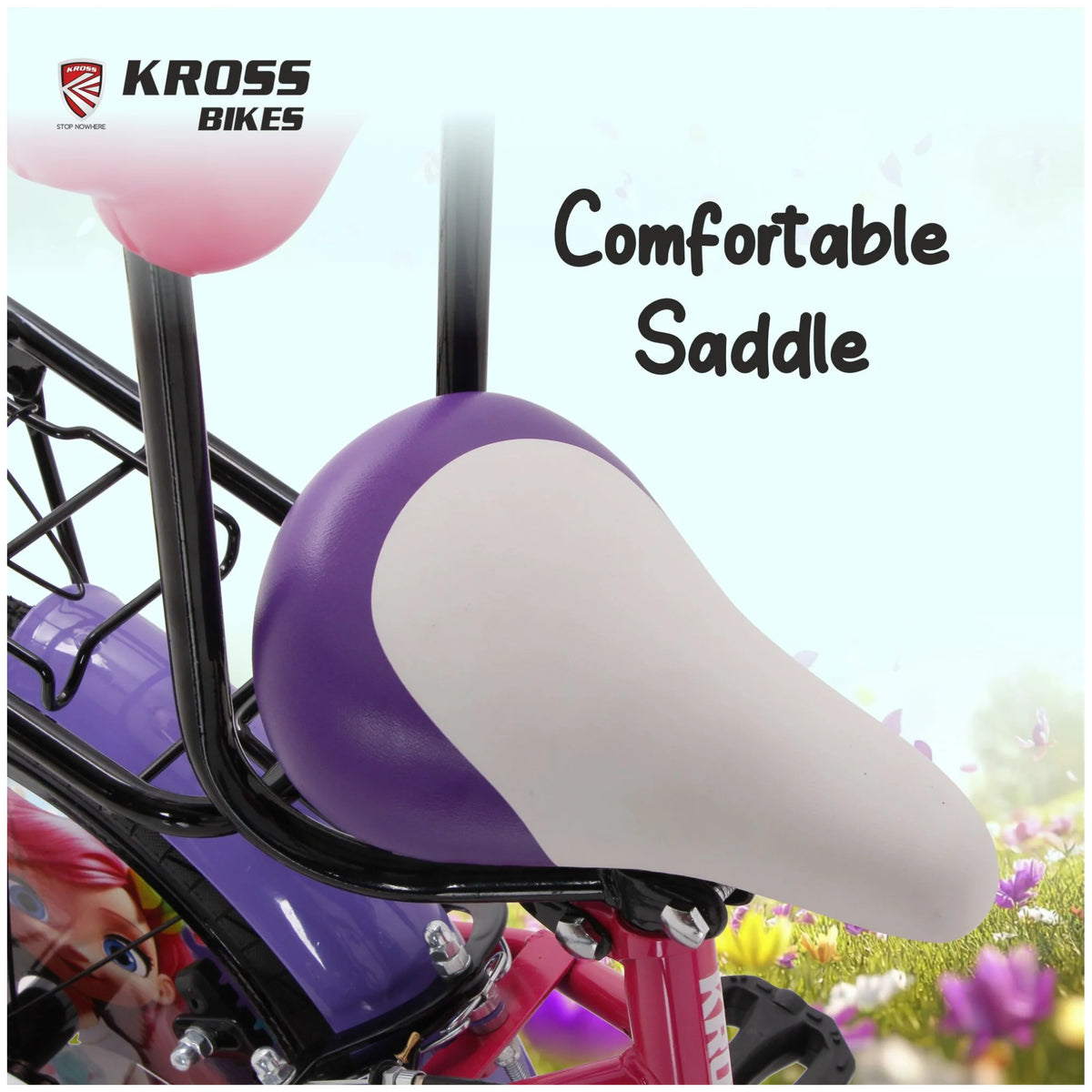 Kross Megan 20T Pink Purple kids bicycle with comfortable padded saddle