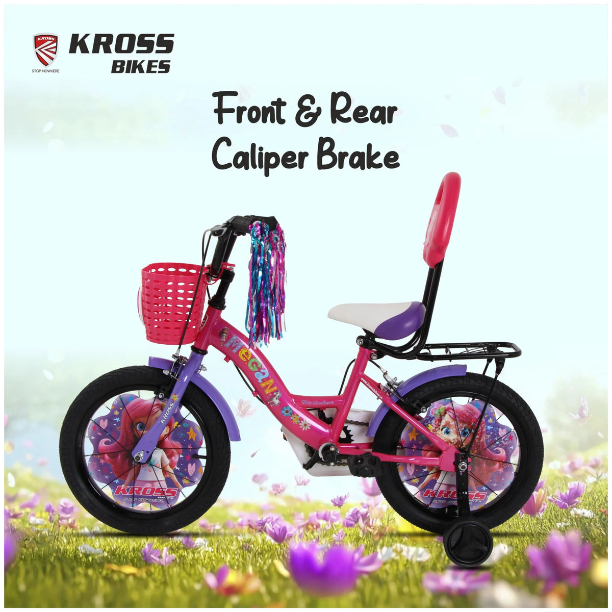 Kross Megan 20T Pink Purple kids bicycle with front and rear caliper brakes