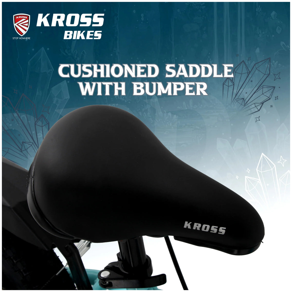 Kross Oddy 20T Aqua Blue-Green kids bicycle with cushioned saddle and bumper