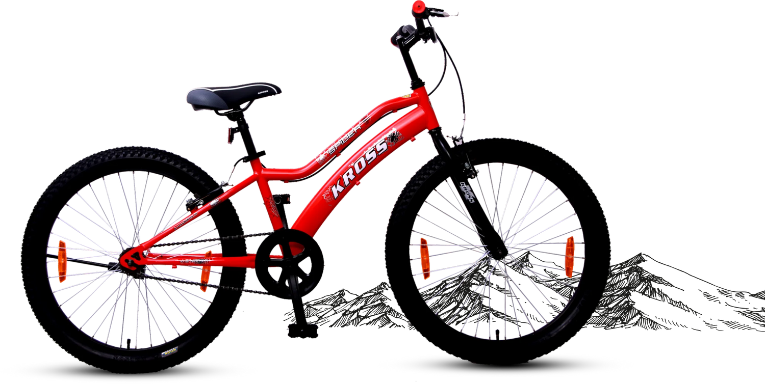 KROSS Spider Kids Cycle in Red with Steel Frame, Single Speed and V Brakes