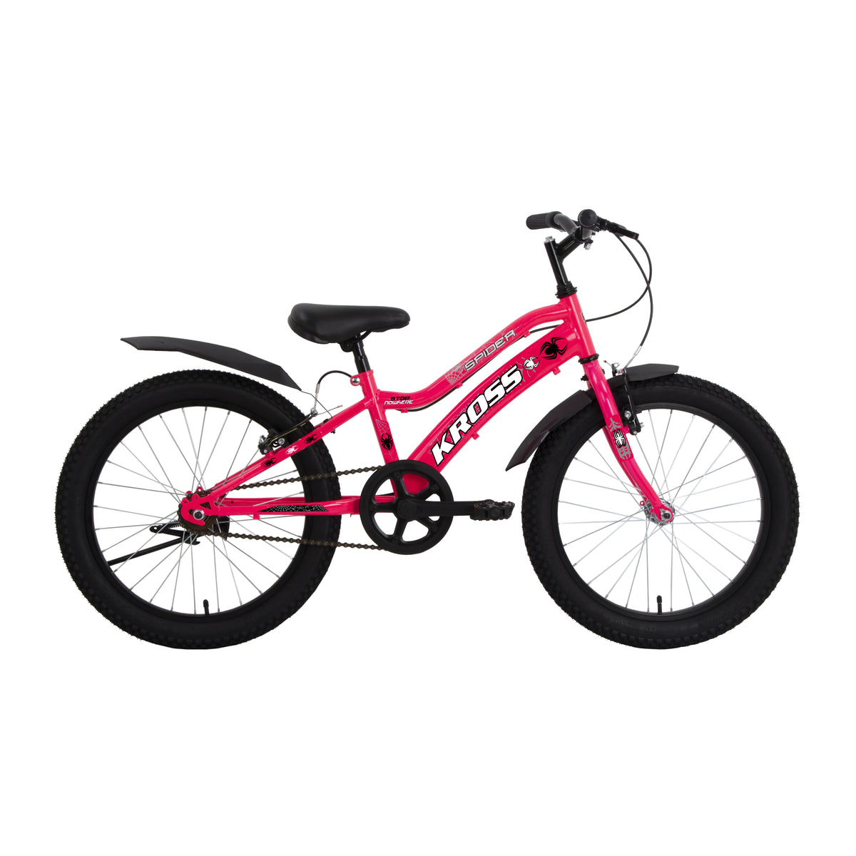 Pink Kross Spider bicycle for kids with side view