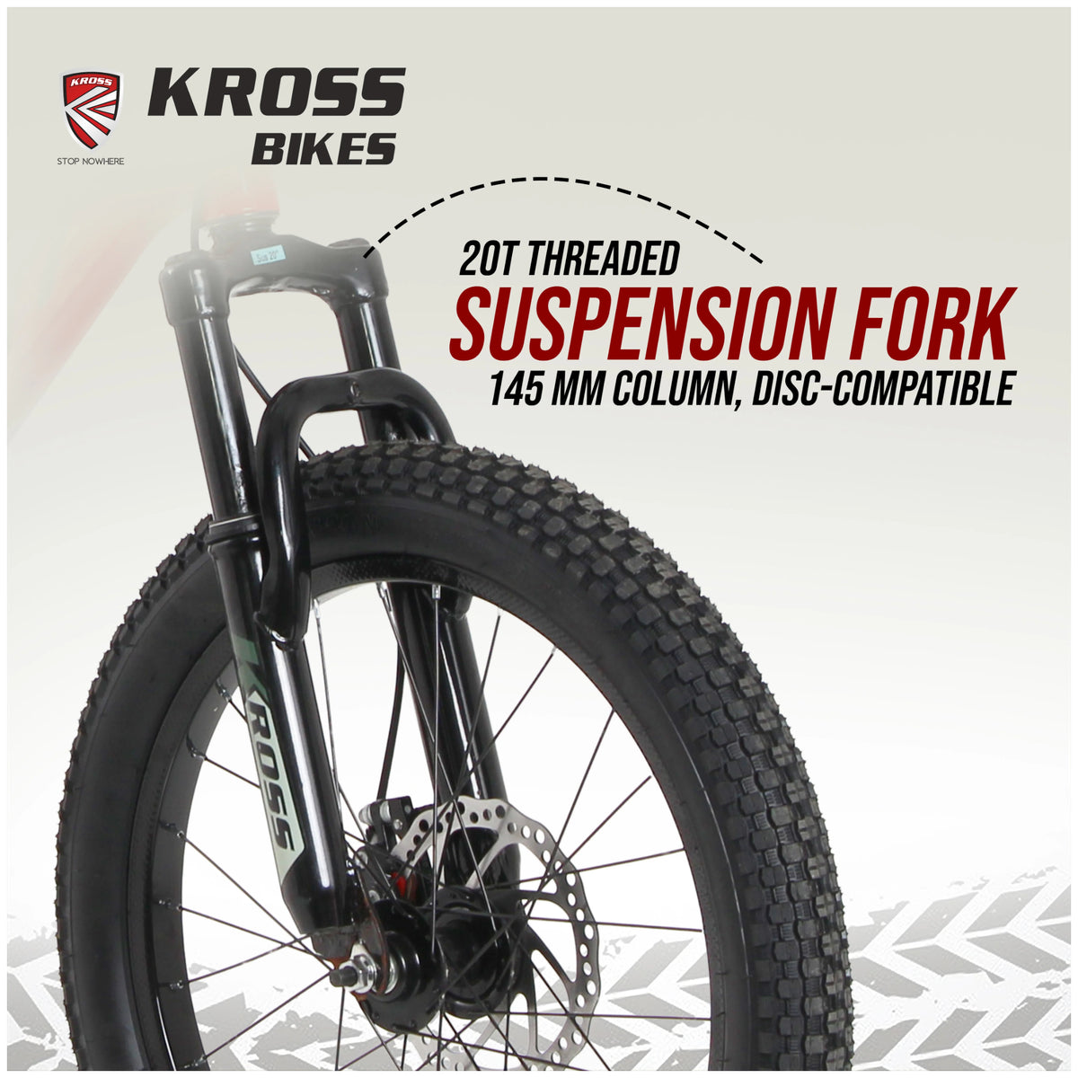 Kross Tronin 20T threaded suspension fork with 145 mm column and disc-compatible design