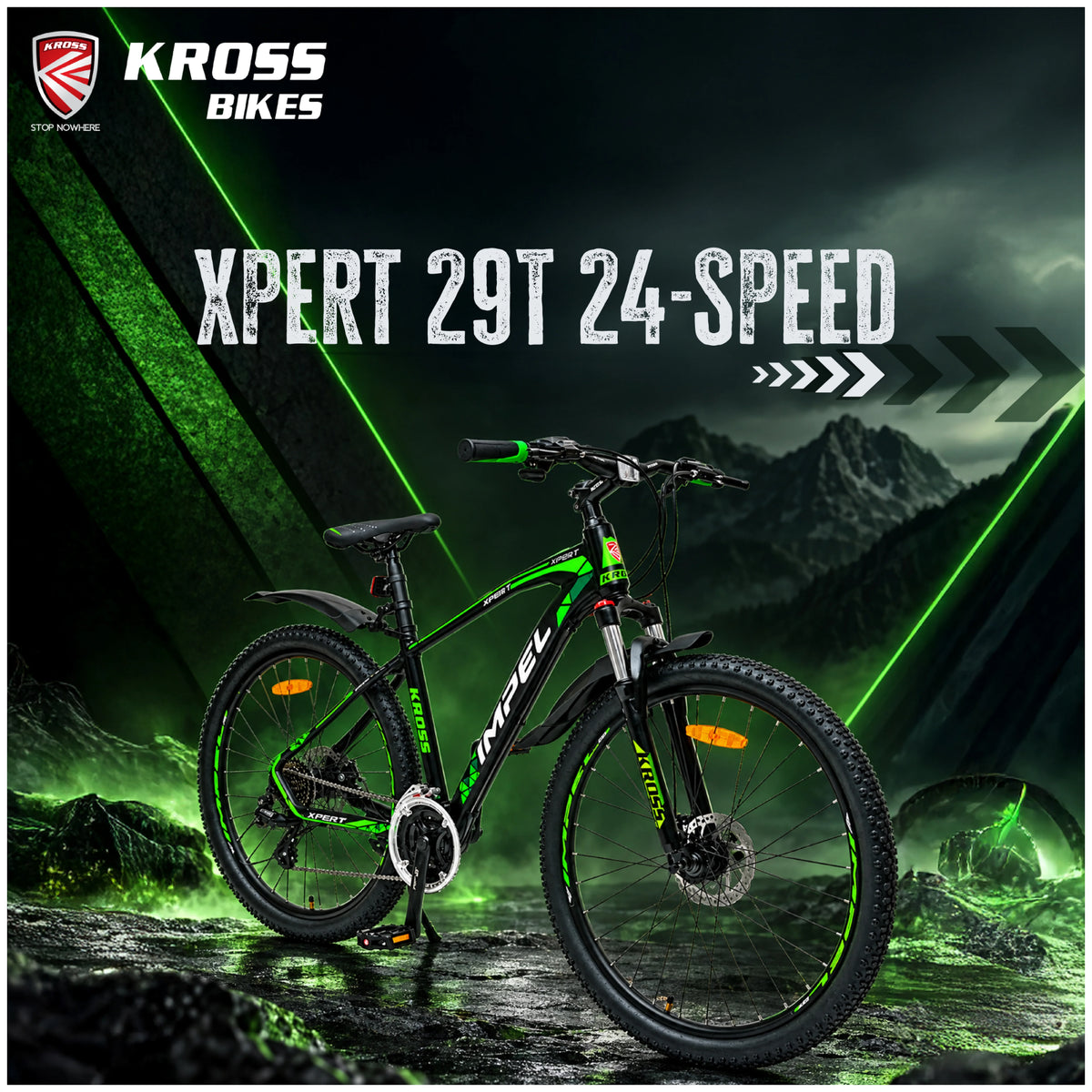 Kross Xpert 29T 24 speed green black MTB cycle