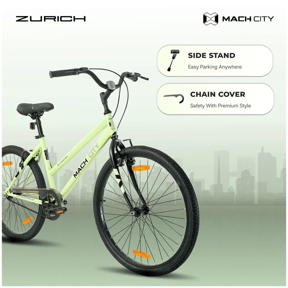 Mach City Zurich Ladies 26T Single Speed City Cycle | Aqua Green