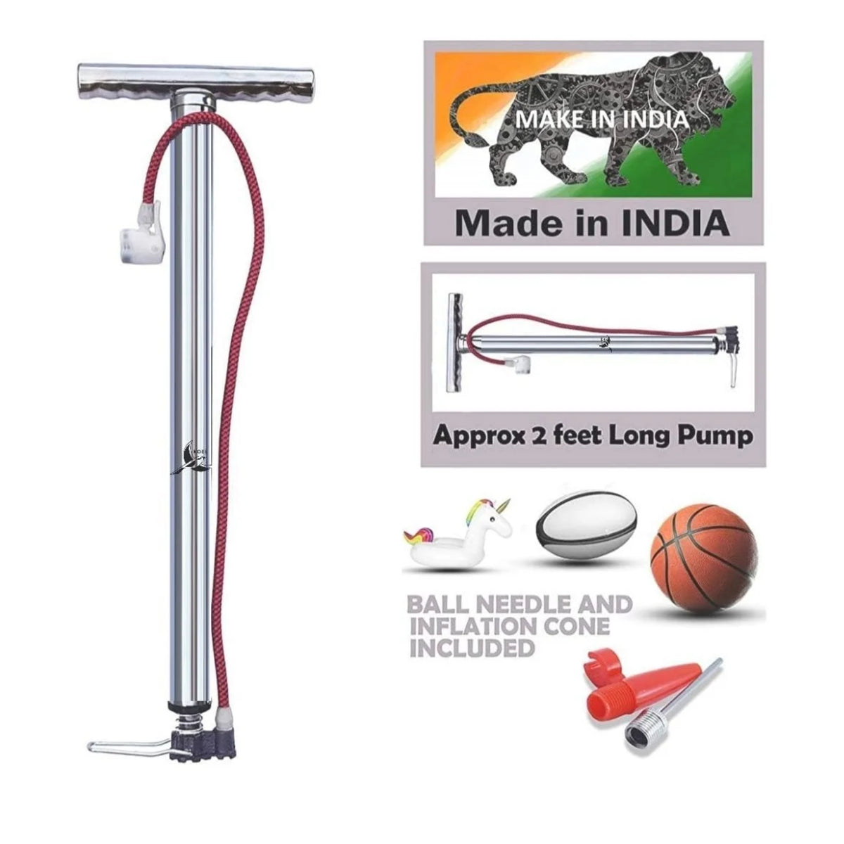 Made in India steel cycle air pump approximately 38 cm long