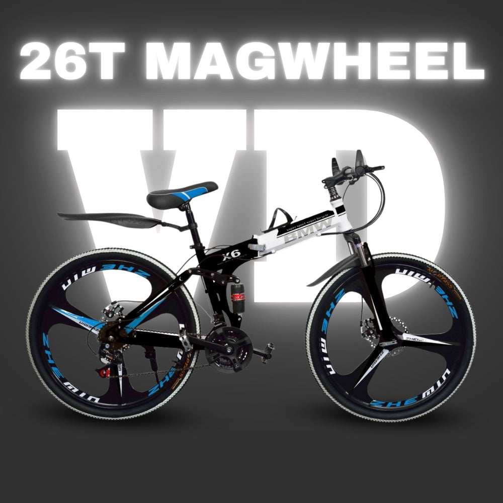 Matte Black 26T BMW Folding Gear Cycle – Dual Suspension MTB