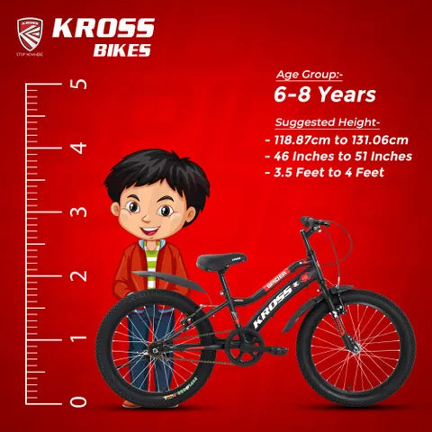 KROSS Spider Kids Cycle | Single Speed | Steel Frame | V Brakes | Boys & Girls Bicycle