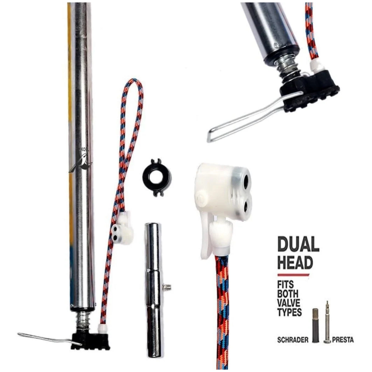 Steel Cycle Air Pump for Bicycle with Presta & Schrader Valve | Dual Head | Made in India