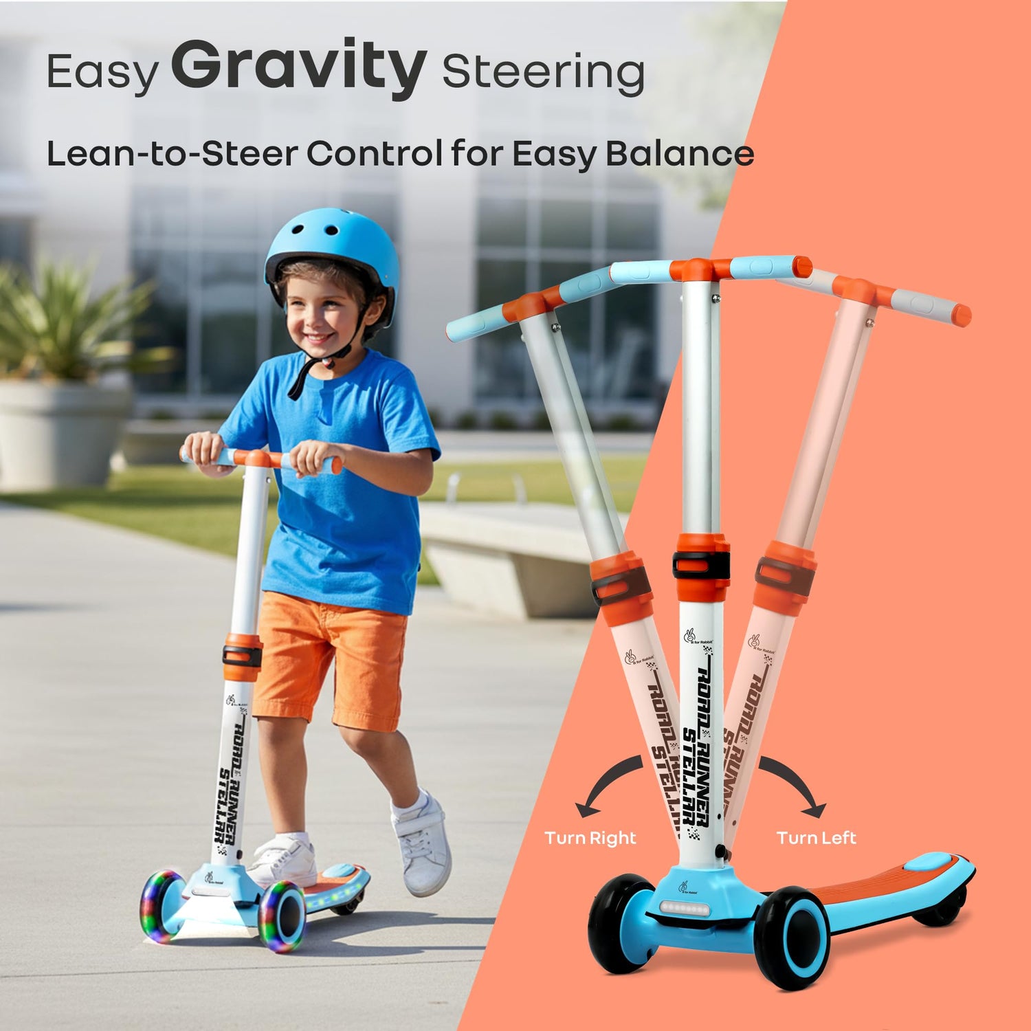 R for Rabbit Stellar gravity steering kids scooter for balance control