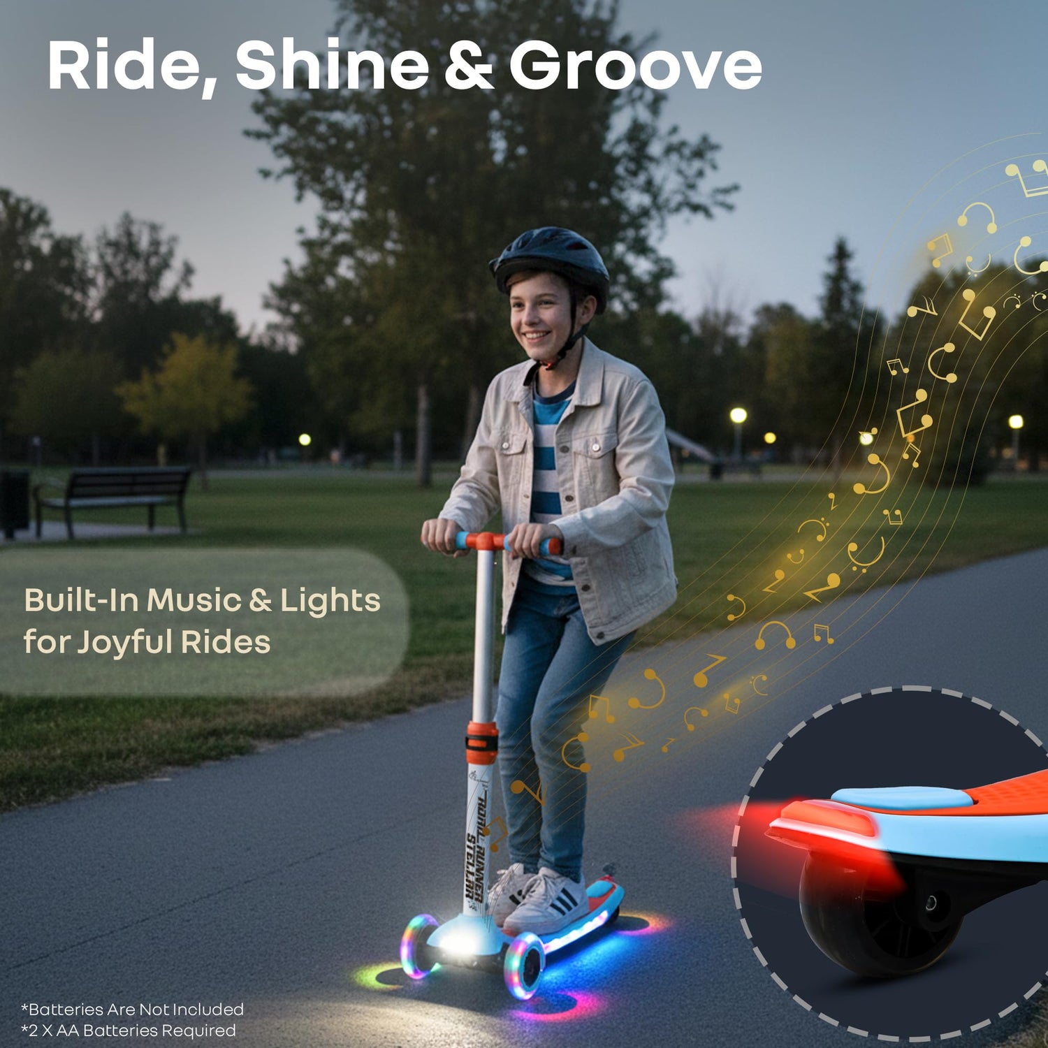 R for Rabbit Stellar kids scooter with built in lights and music