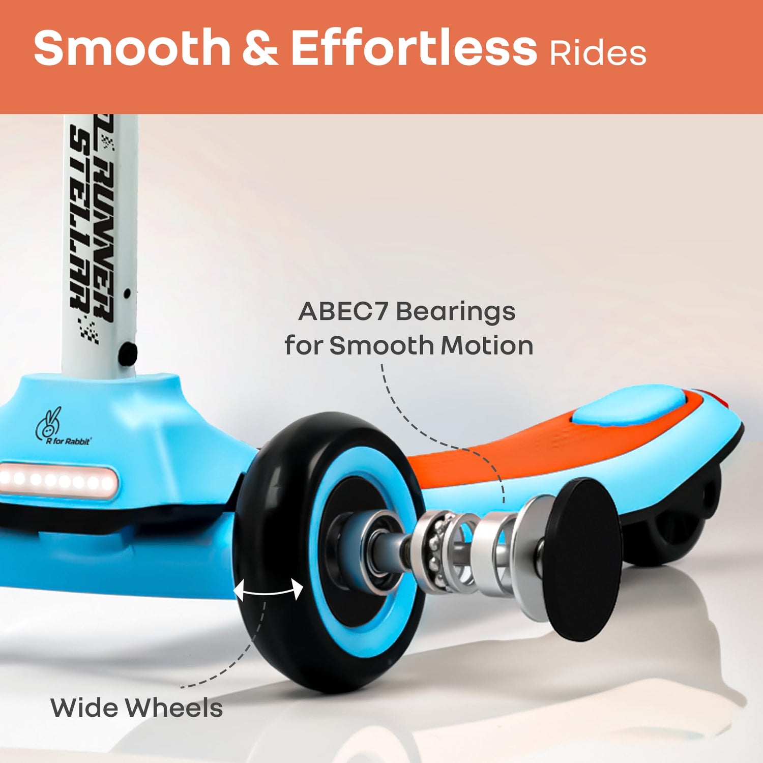 R for Rabbit Stellar scooter smooth riding LED wheel design