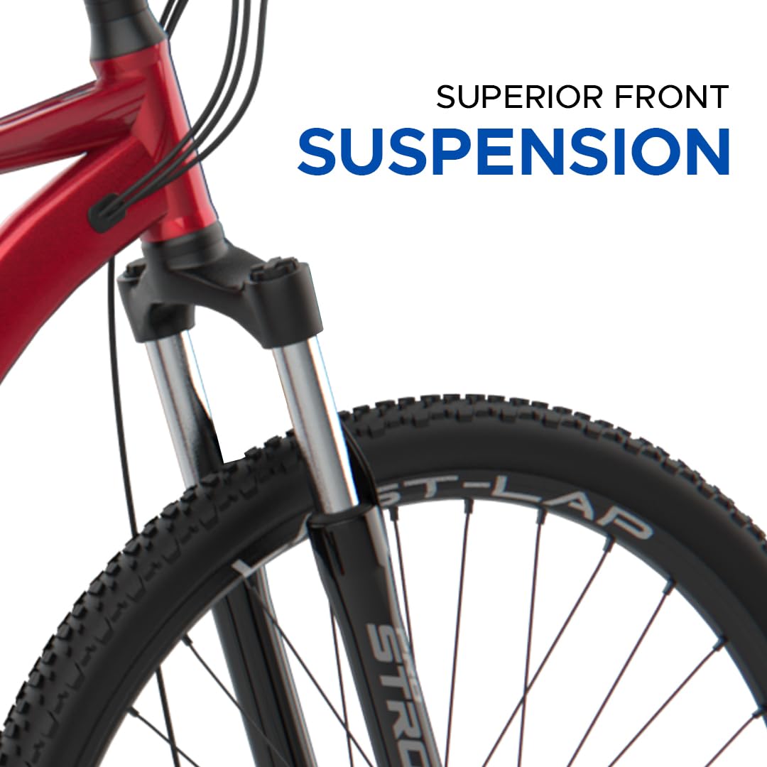 "Superior front suspension fork with 100mm travel on EMotorad X1 electric cycle"

