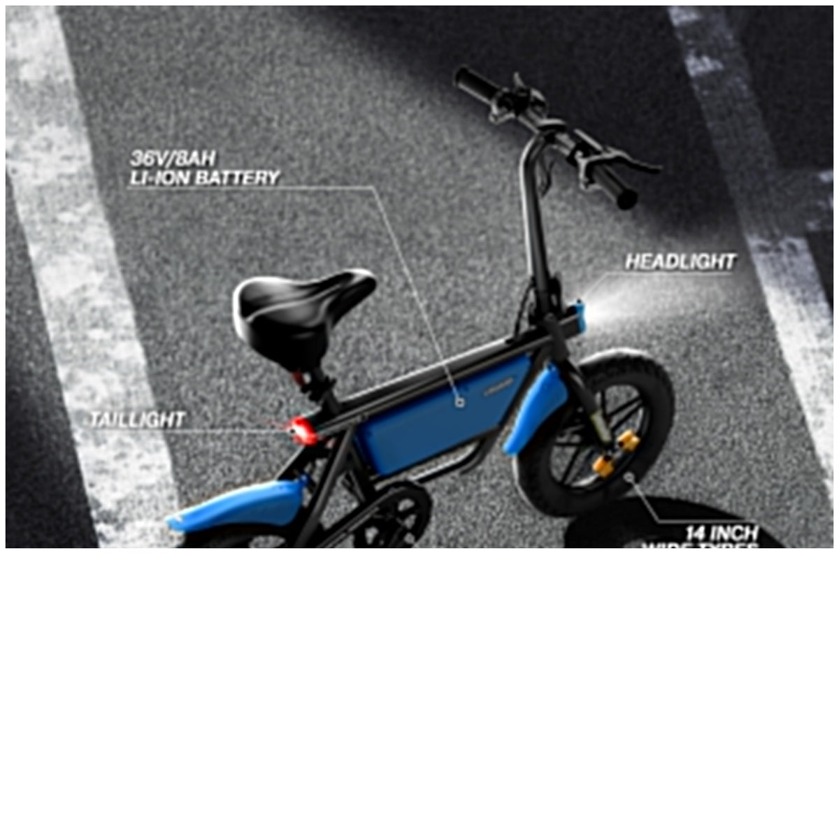 UBOARD Space Bike Pro blue electric cycle front light and folding design