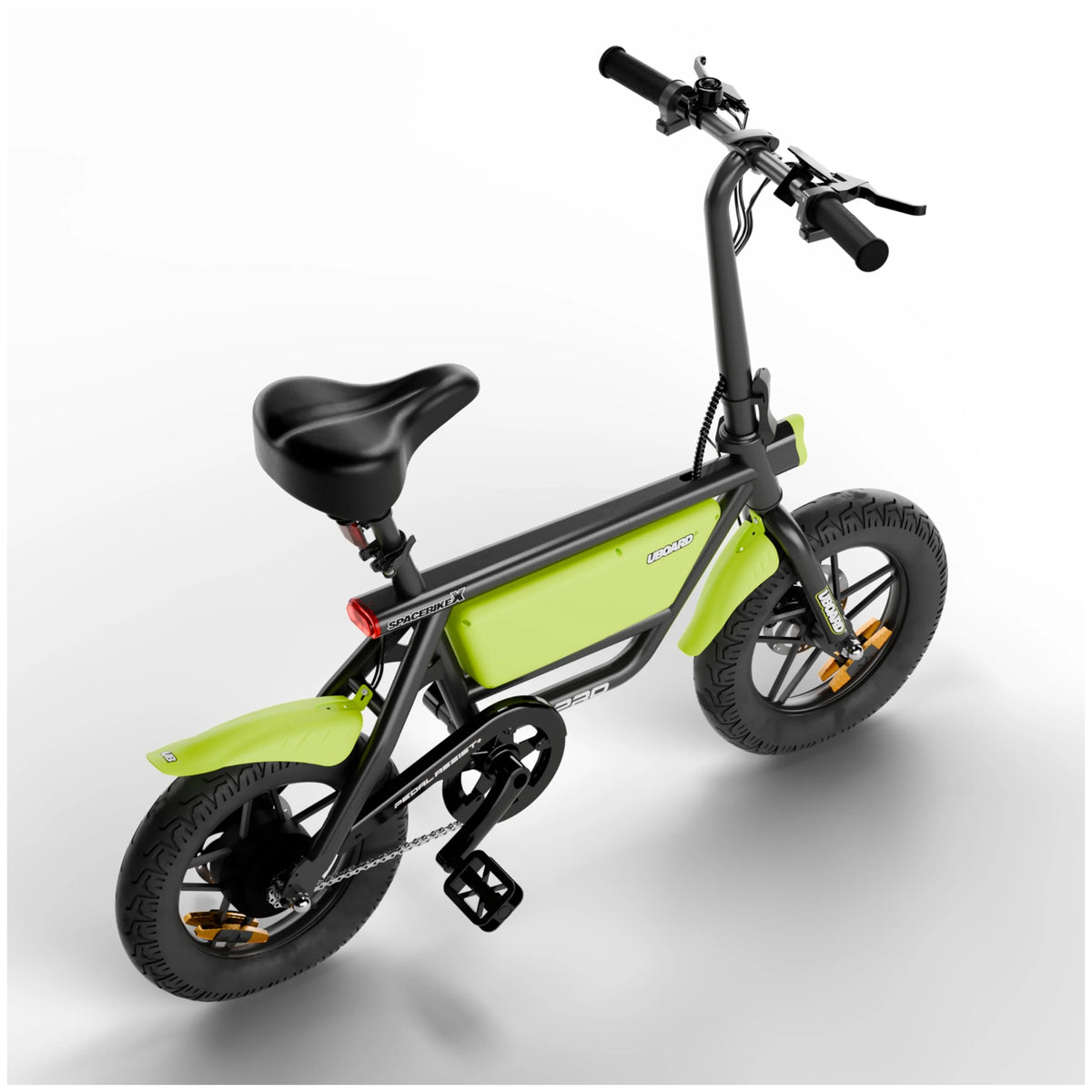 UBOARD Space Bike Pro green folding electric cycle side view