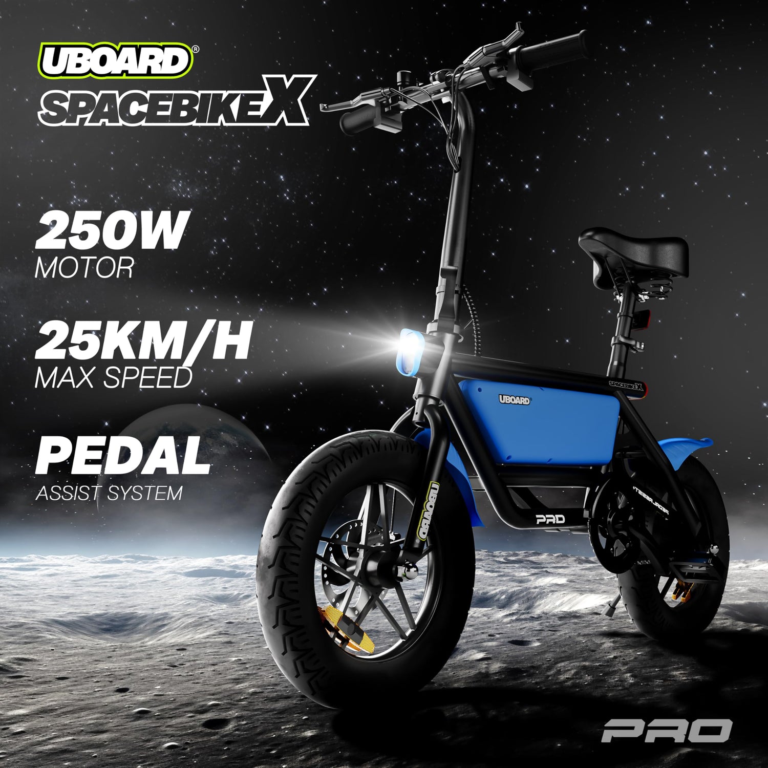 UBOARD Spacebike X electric bike 250W motor 25kmh speed pedal assist foldable cycle