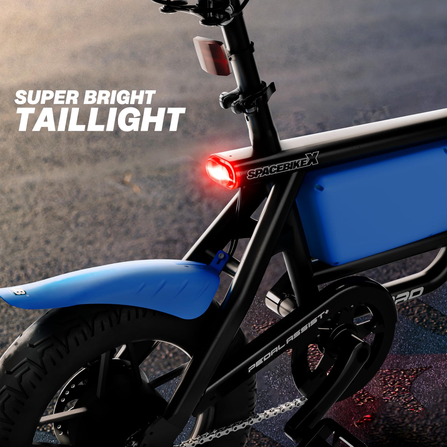 UBOARD Spacebike X electric cycle super bright LED tail light rear safety light