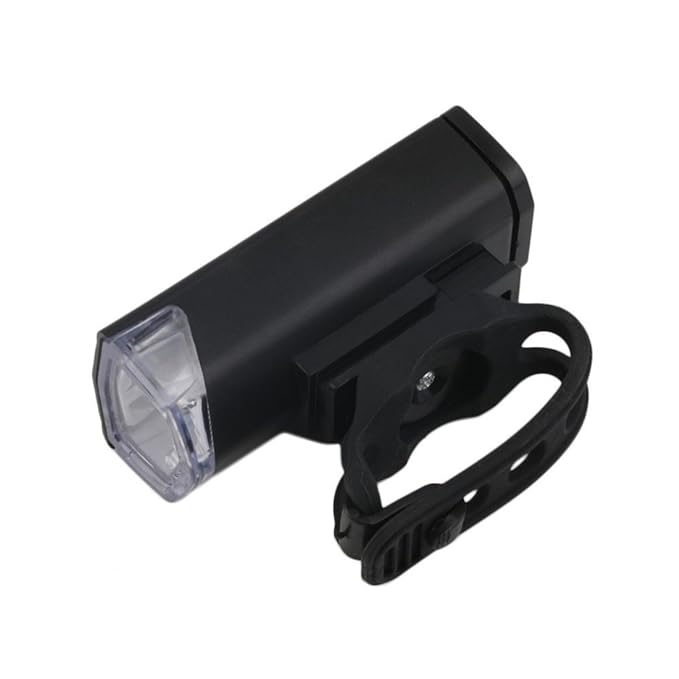 Side profile of rechargeable cycle front light with aerodynamic casing and clear lens